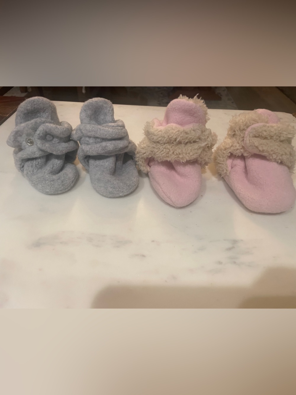 Zutano Baby Soft Fleece Booties in Gray and Pink